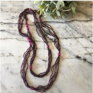 Y2K vintage Plum eggplant purple multilayer beaded necklace